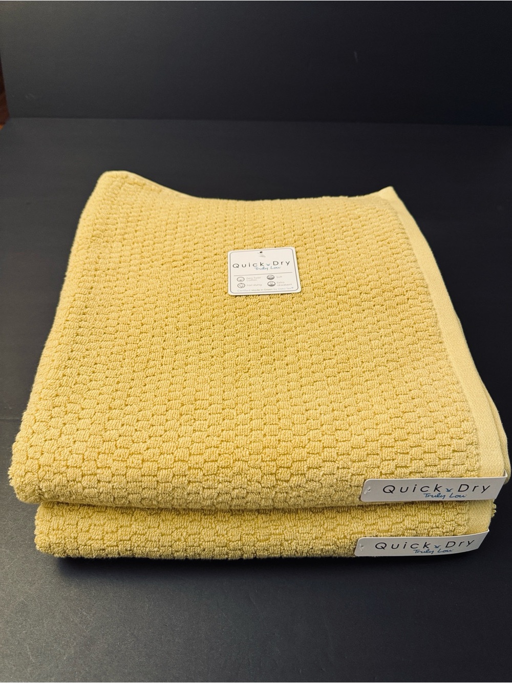 2pc TRULY LOU 100% Cotton Quick Dry Bath Towel Set - Misted Yellow